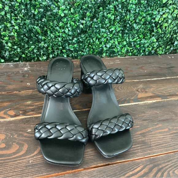 Shoes - Black Braided‎ Slide Sandals